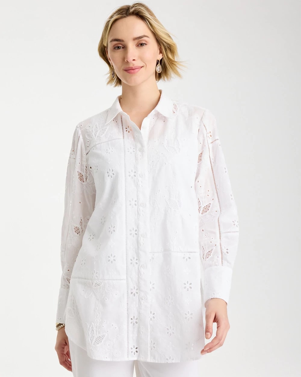 Embroidered Trapunto-Trim Tunic | Chico's